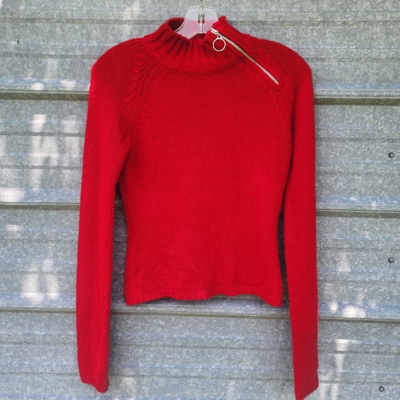 VINTAGE Zippered Turtleneck Braided Knit Energie Sweater - Picture 12 of 15